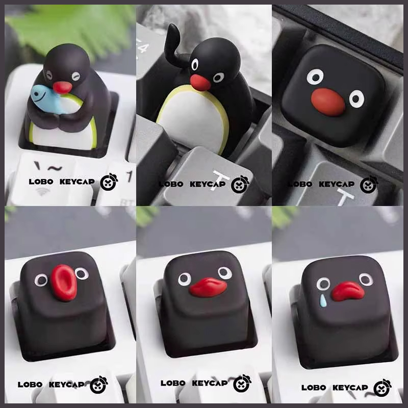 Keycap Artisan Anime - 귀여운 펭귄 이미지 핑구 시리즈 맞춤형