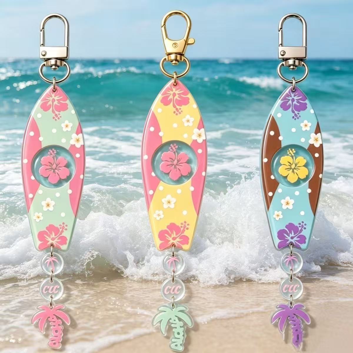 INS 하와이안 서핑보드 모양 아크릴 키체인 세트 히비 - Anime Merchandise Keychain 리뷰 및 가격