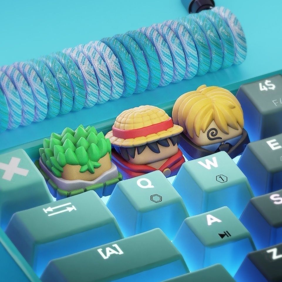 새로운 카와이 원피스 루피 키캡 조로 산지 애니메이션  - Keycap Artisan Anime 리뷰 및 가격